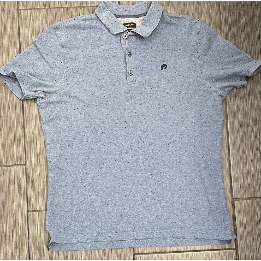 Banana Republic Mens Short Sleeve Polo Blue Elephant Logo Standard Fit Large